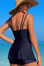 Square Neck Bottom Mesh Two Piece Swimsuit