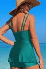 Square Neck Bottom Mesh Two Piece Swimsuit