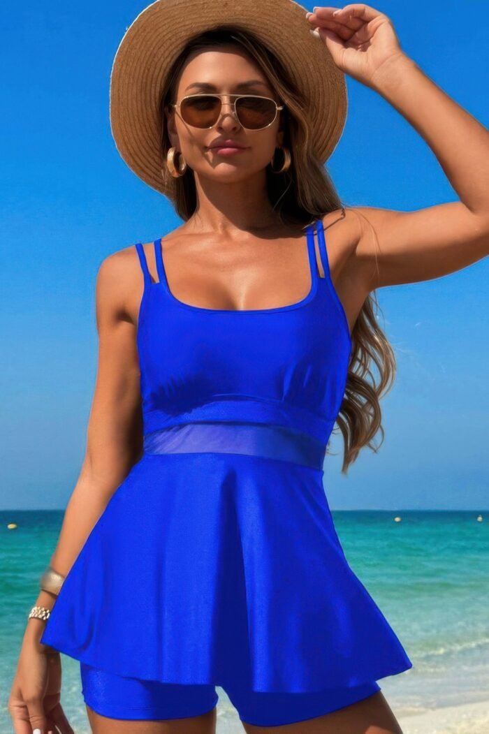 Square neck bottom mesh two piece swimsuit - image 16
