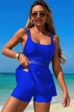 Square Neck Bottom Mesh Two Piece Swimsuit