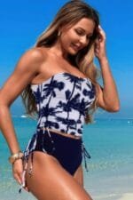 Strapless Ruche Drawstring Side Two Piece Swimsuit