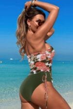 Strapless Ruche Drawstring Side Two Piece Swimsuit