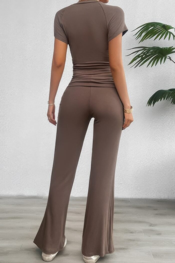 Two pieces round neck fit elastic straight sets - image 2