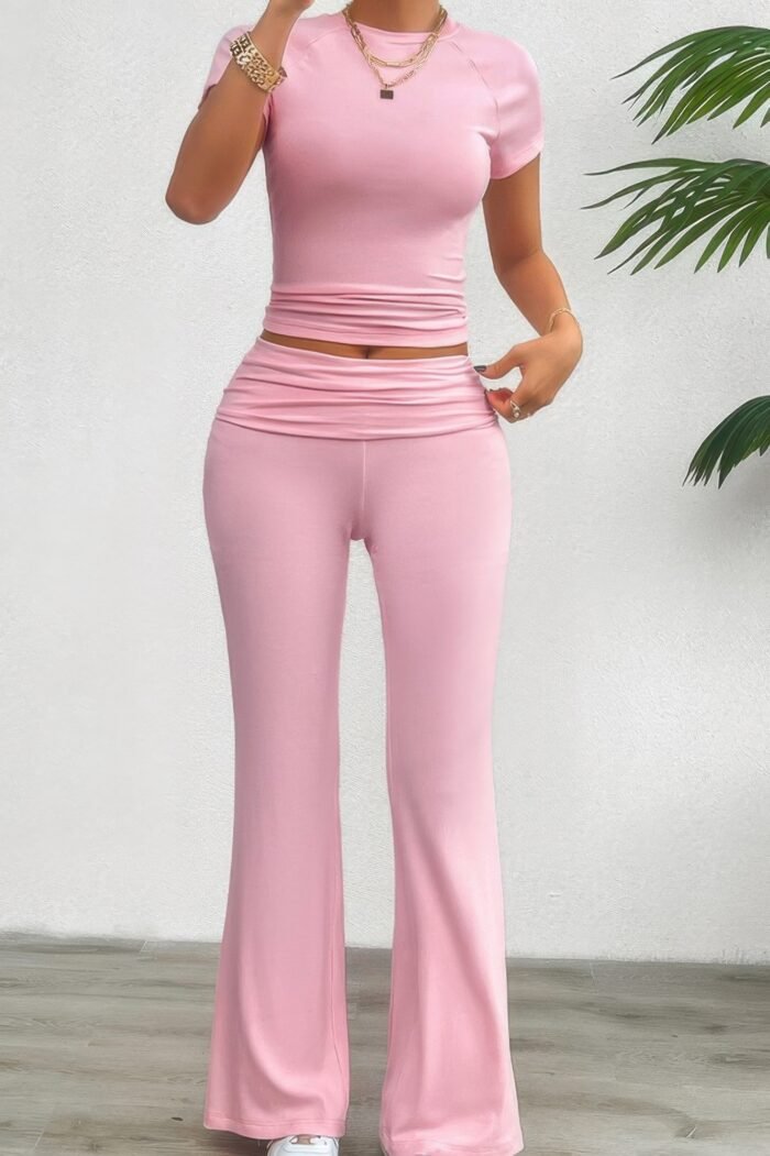 Two pieces round neck fit elastic straight sets - image 4