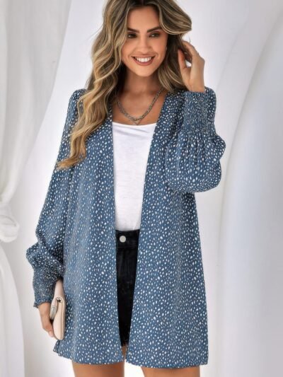 Front Open Leopard Print Loose Fit Top Front Open Leopard Print Loose Fit Top