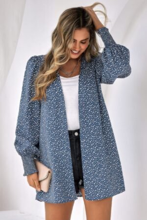 Front Open Leopard Print Loose Fit Top
