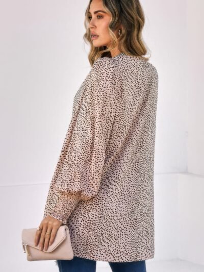 Front Open Leopard Print Loose Fit Top Front Open Leopard Print Loose Fit Top