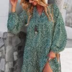 V Neck Polka Dot Tunic Dress