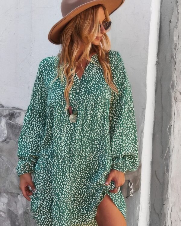 V Neck Polka Dot Tunic Dress
