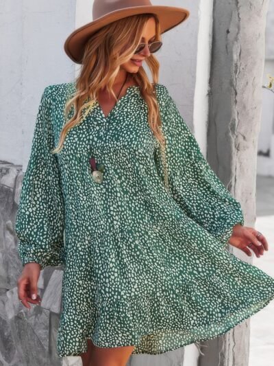 V Neck Polka Dot Tunic Dress V Neck Polka Dot Tunic Dress