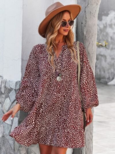 V Neck Polka Dot Tunic Dress V Neck Polka Dot Tunic Dress