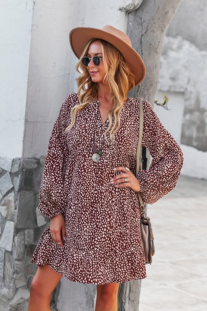 V Neck Polka Dot Tunic Dress - Image 13