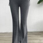 Pleated Solid Waist Band Fit Pants
