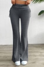 Pleated Solid Waist Band Fit Pants