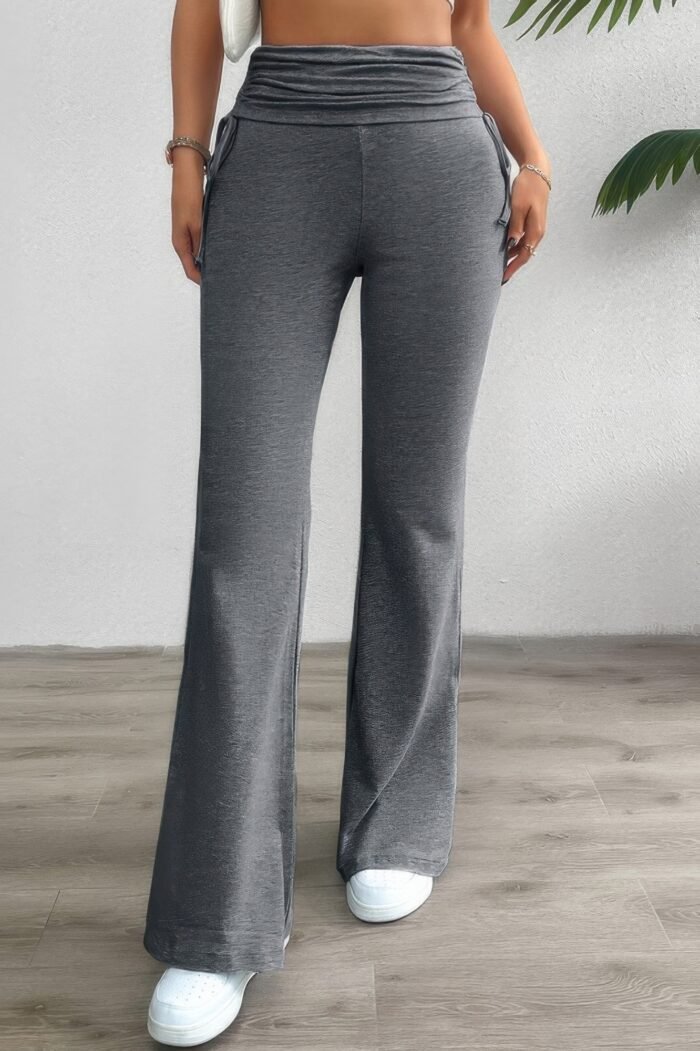 Pleated solid waist band fit pants - image 3