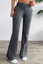 Pleated Solid Waist Band Fit Pants