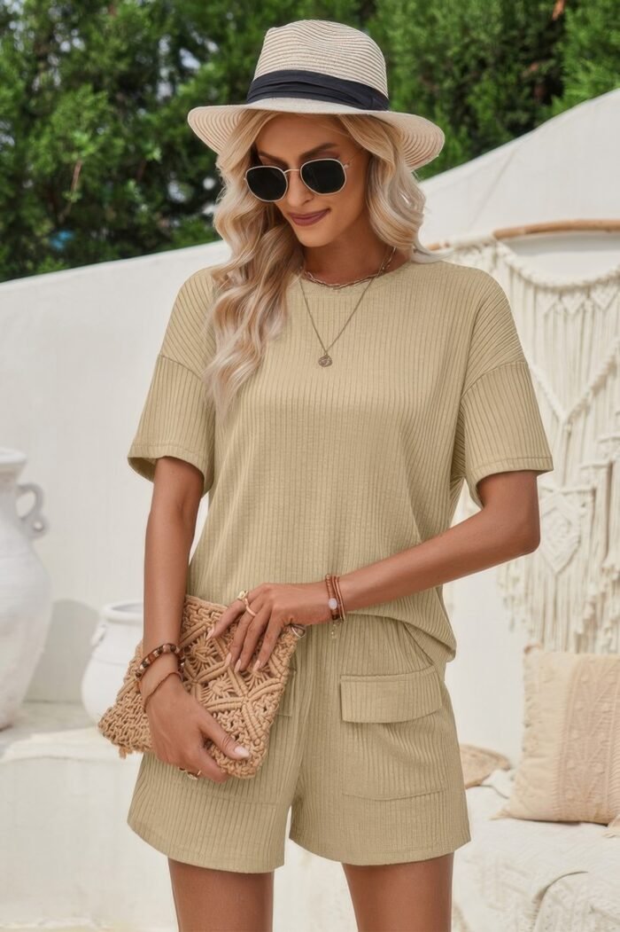 Two pieces pocket trim solid loose fit sets - image 3