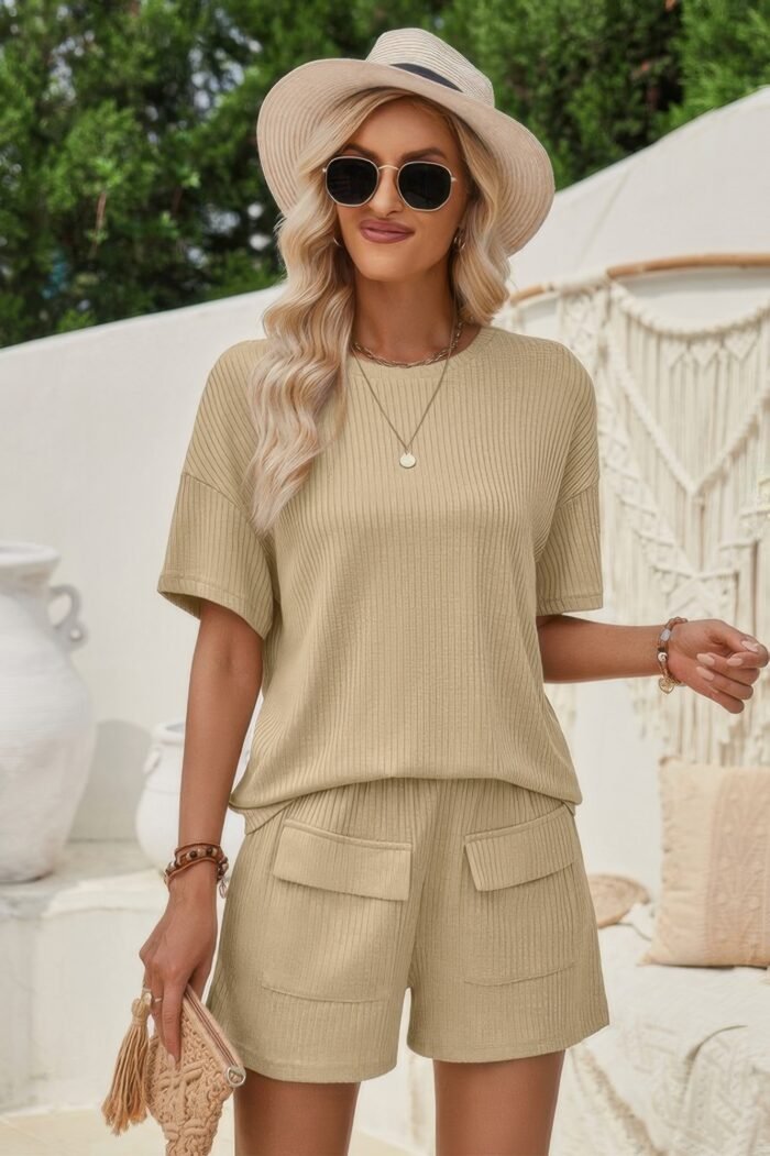 Two pieces pocket trim solid loose fit sets - image 4