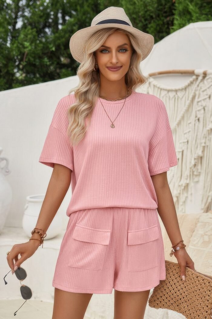 Two pieces pocket trim solid loose fit sets - image 7
