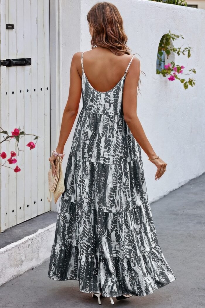 Allover print sleeveless pockets color block dress - image 2