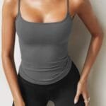 Solid Square Neck Sleeveless Slim Tank Top