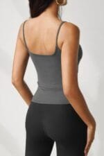 Solid Square Neck Sleeveless Slim Tank Top