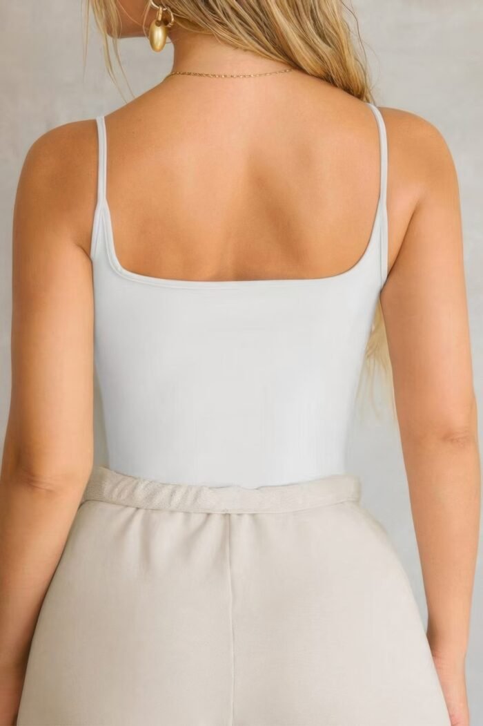 Solid Square Neck Sleeveless Slim Tank Top - Image 5