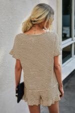 Round Neck Striped Top Short Set