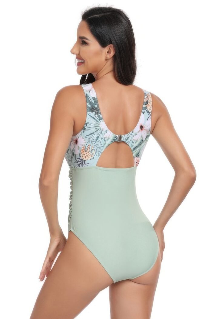Sleeveless color block floral fit lace swimsuits - image 16
