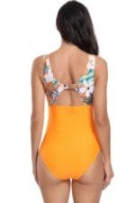 Sleeveless Color Block Floral Fit Lace Swimsuits