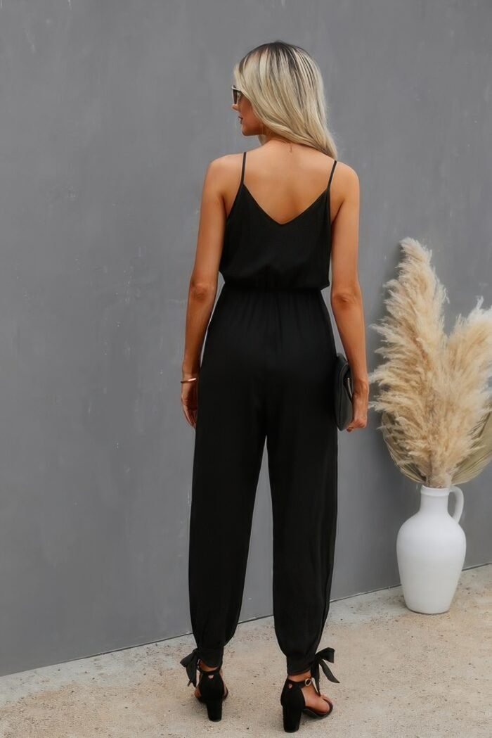 V neck spaghetti straps jumpsuit - image 4