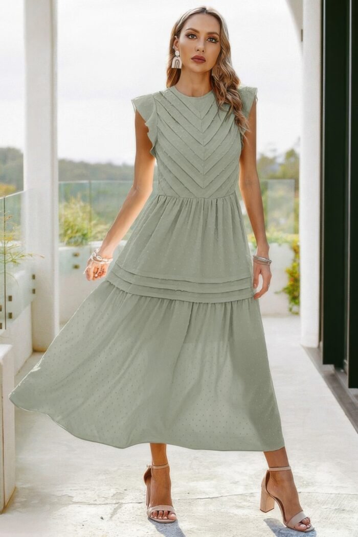 Ruffle solid willow smocked maxi dress - image 1
