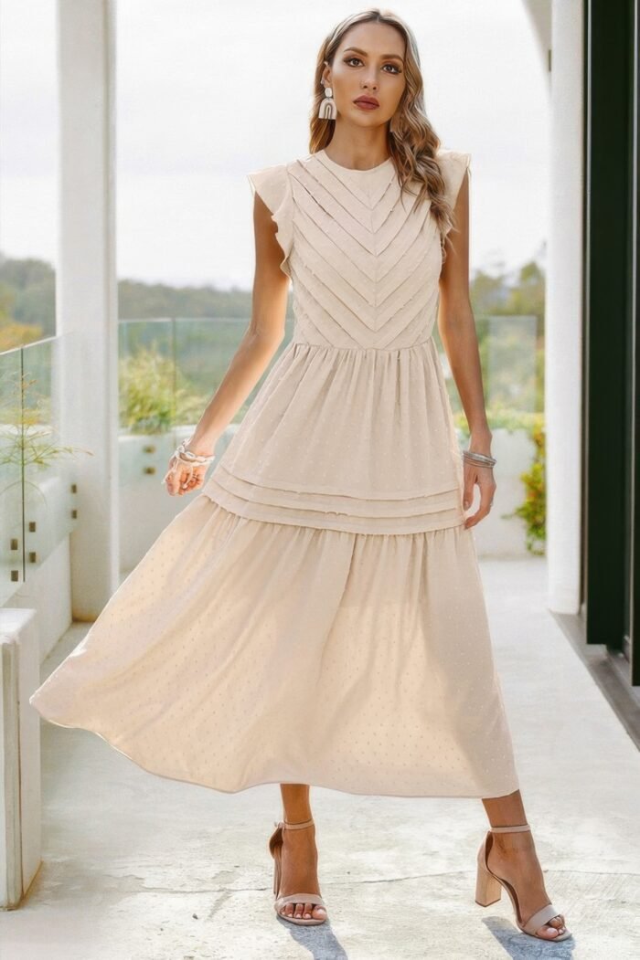 Ruffle solid willow smocked maxi dress - image 17