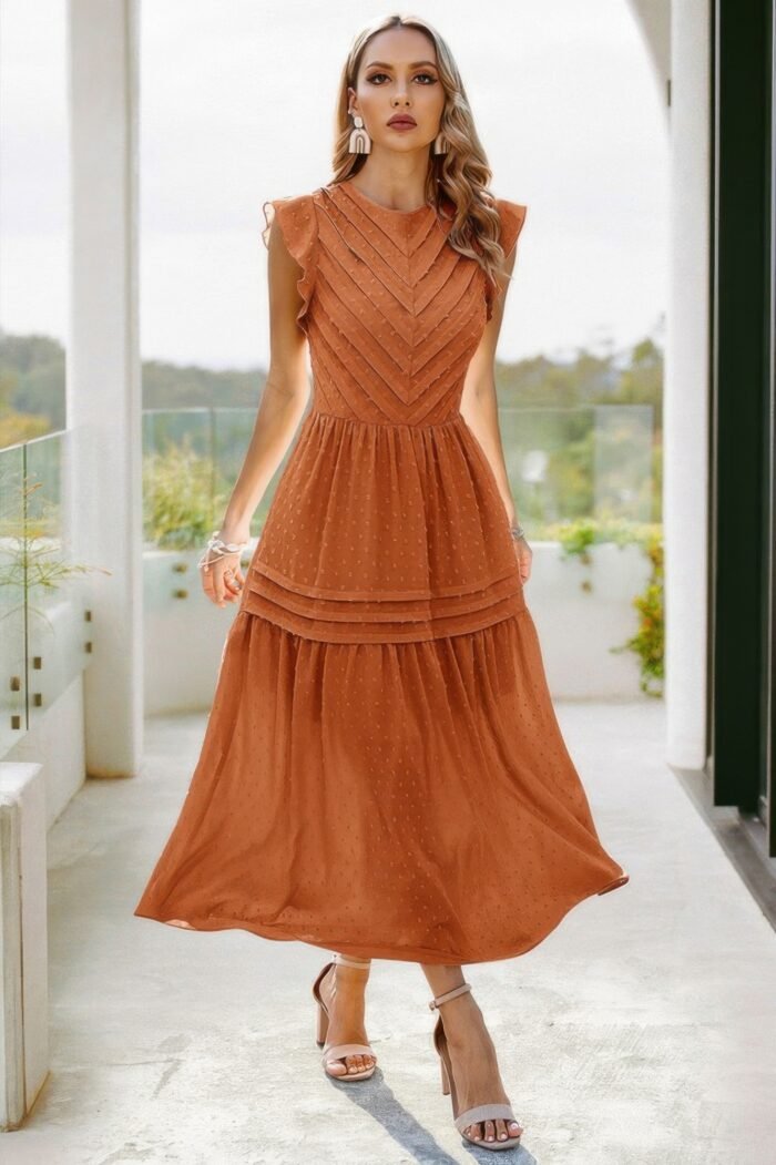 Ruffle solid willow smocked maxi dress - image 23