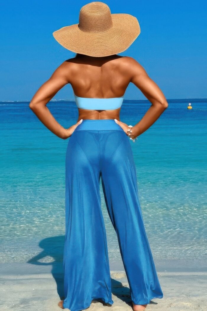 Solid color metal decor beach bikini pants set - image 5