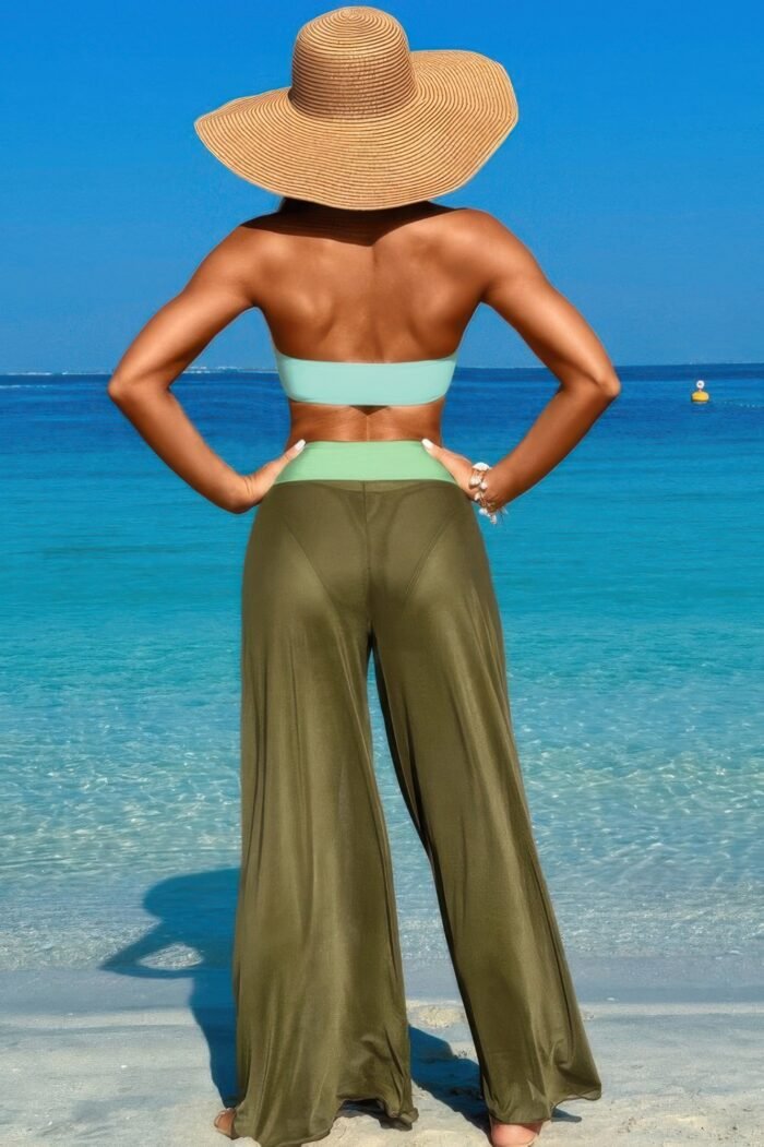 Solid color metal decor beach bikini pants set - image 9