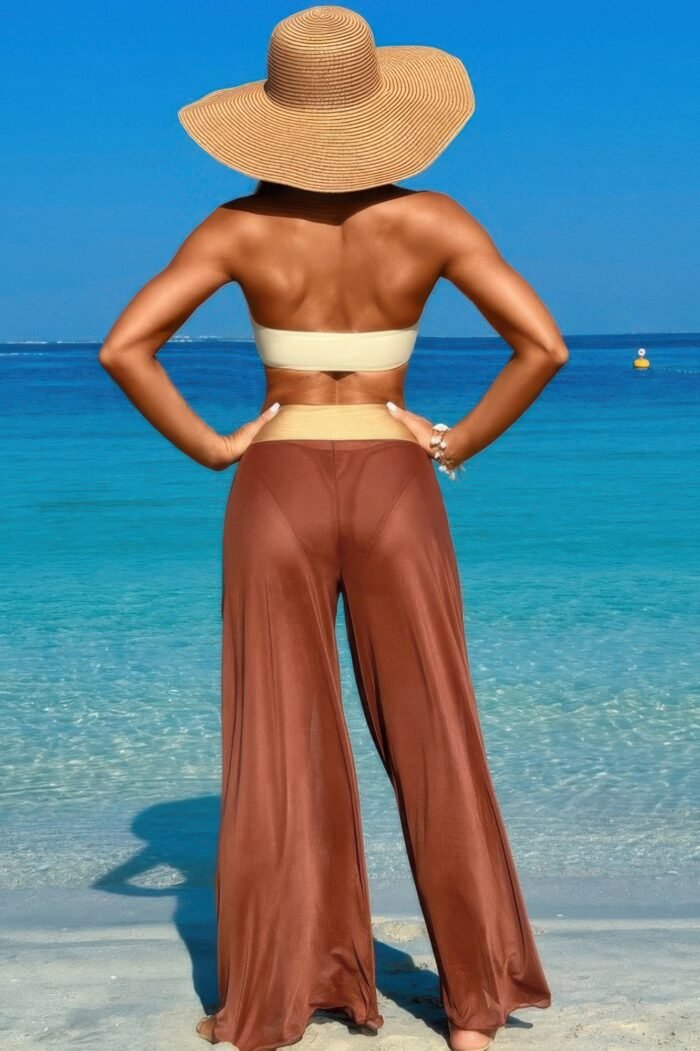 Solid color metal decor beach bikini pants set - image 15