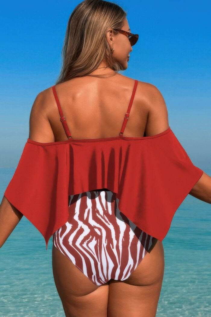 Ruffle top high waisted bottom tankini swimsuit - image 8