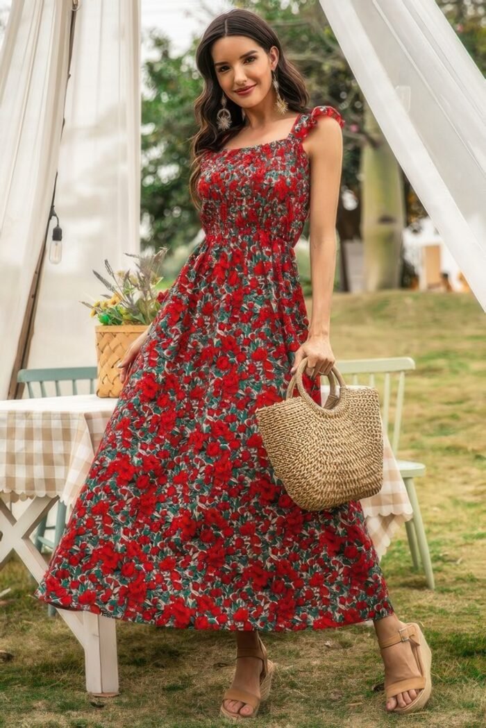 Sleeveless Floral Low Neck Max Dress - Image 2