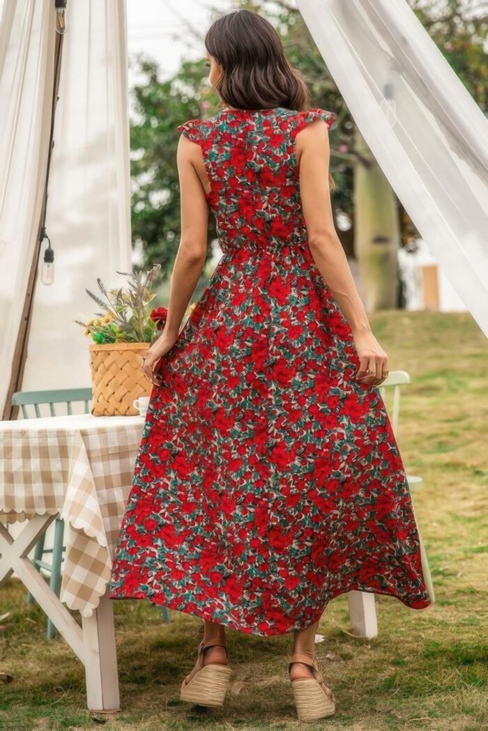 Sleeveless Floral Low Neck Max Dress - Image 4
