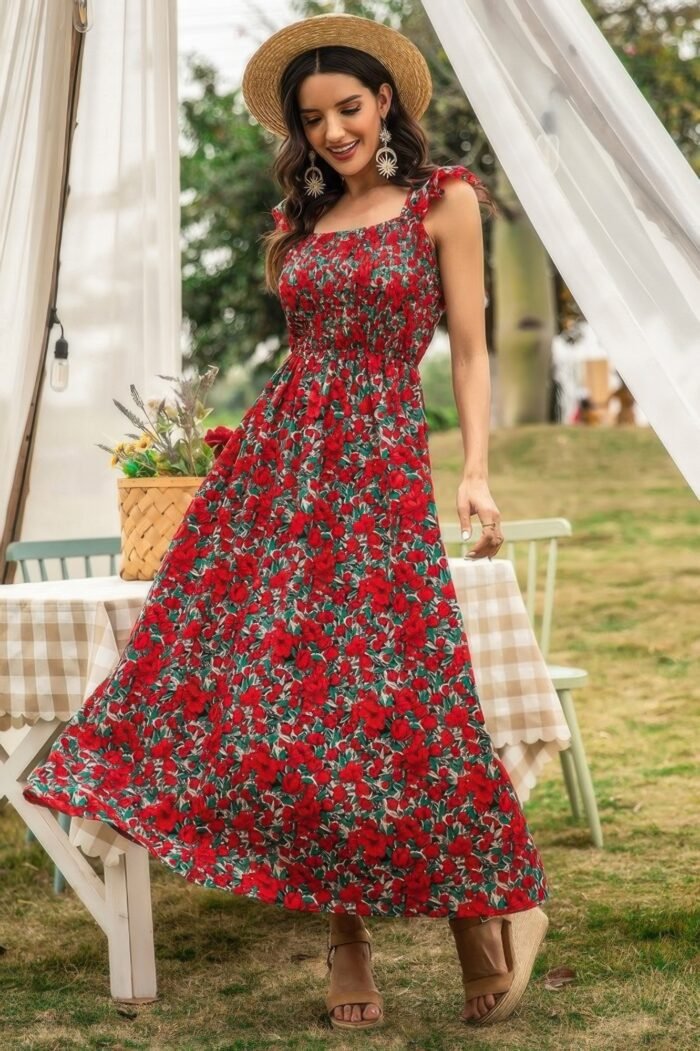 Sleeveless Floral Low Neck Max Dress - Image 5