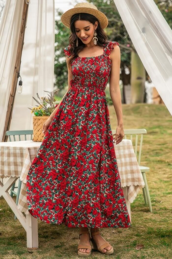 Sleeveless Floral Low Neck Max Dress - Image 6
