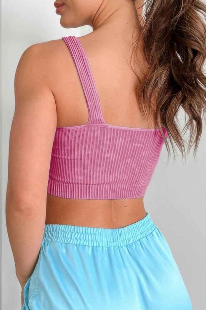 Solid V Neck Elastic Sleeveless High Waist Top - Image 11