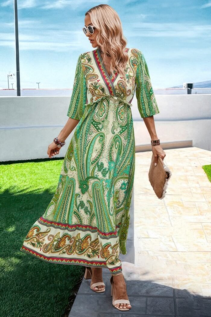 Allover Print Split High Waist Dress - Image 2