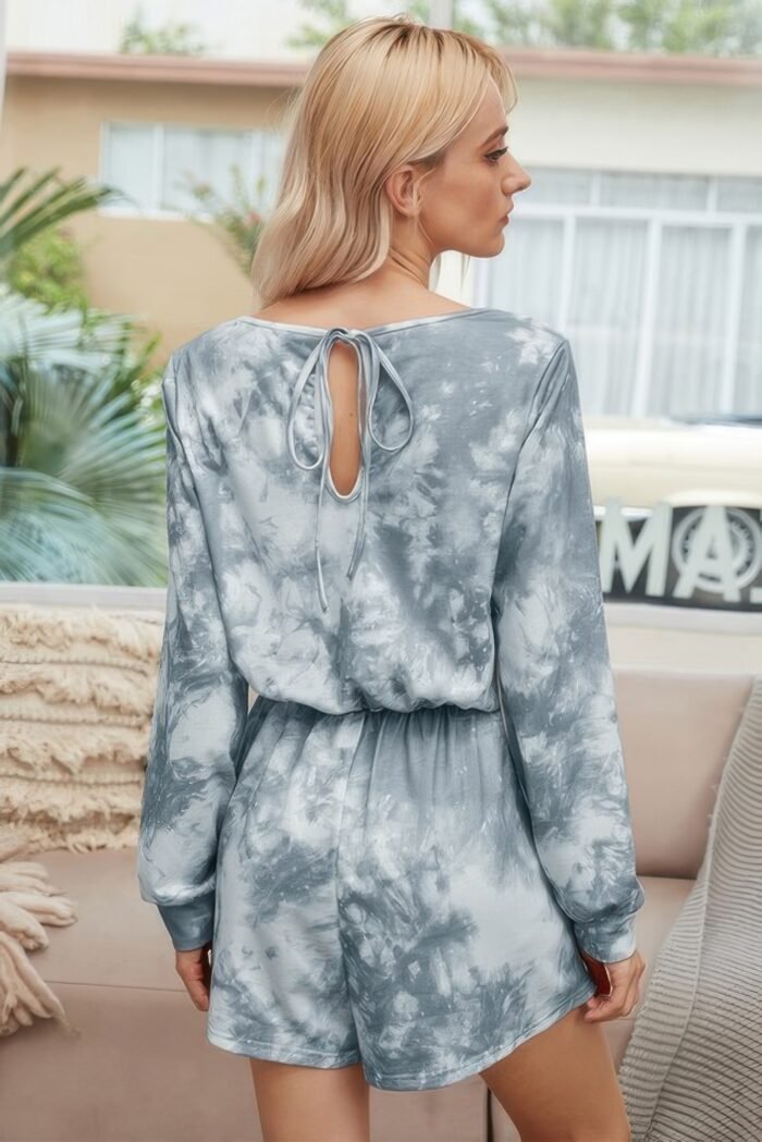 Tie dye round neck drawstring romper - image 6