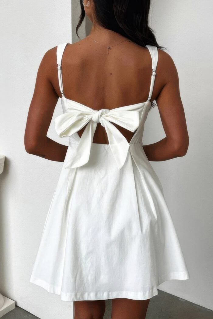 Solid Sleeveless Fit Wide Strap A Line Dress - Image 7