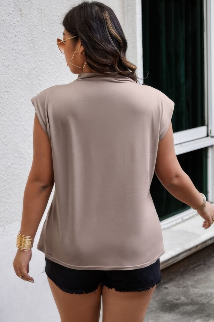 Plus solid pleated sleeveless elastic fit shirt - image 13
