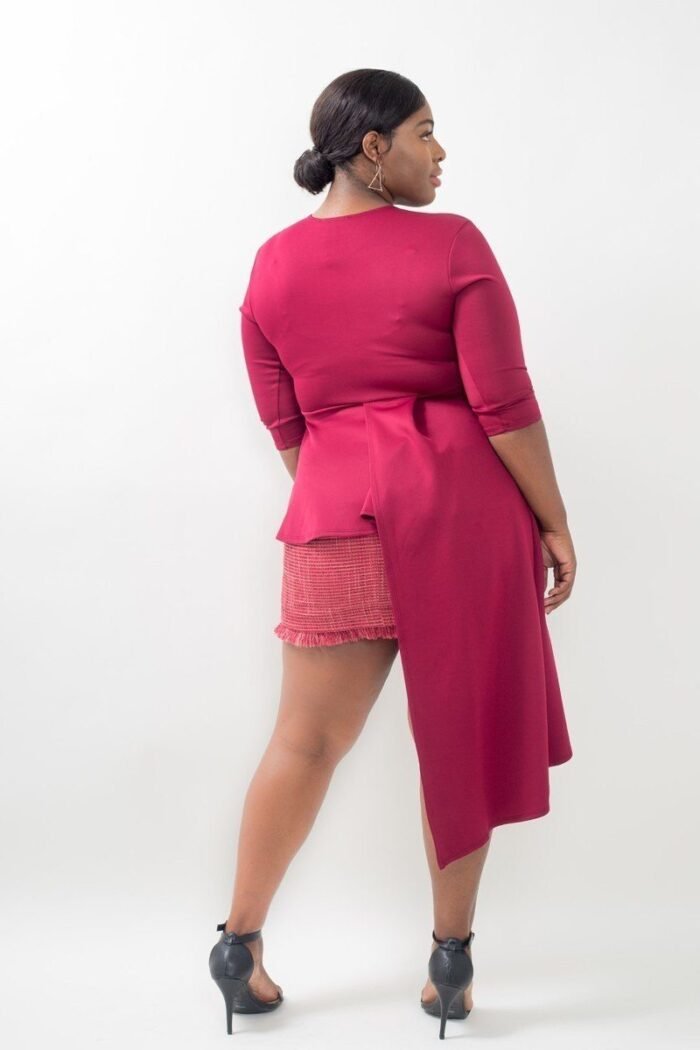 Plus Size Asymmetrical Plume Blouse - Image 3