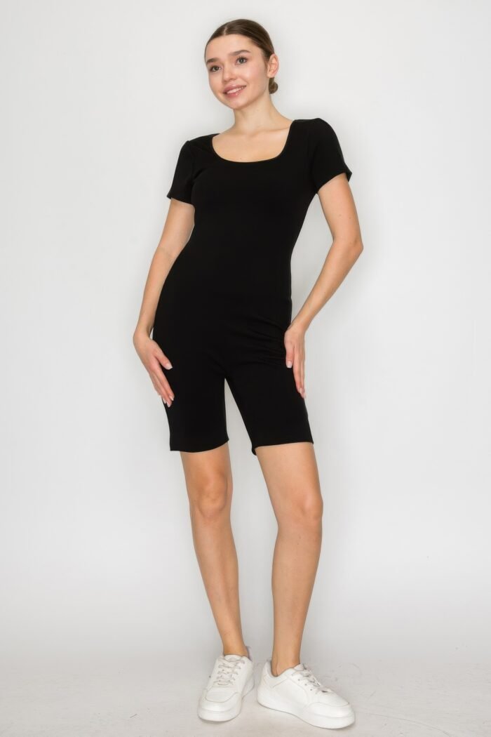 Scoop Short Sleeve Rib Romper - Image 6