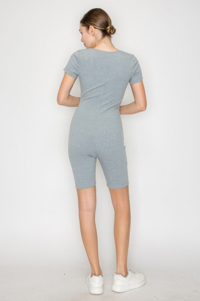 Scoop Short Sleeve Rib Romper - Image 5